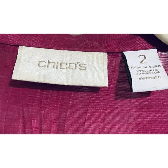 Chicos 2 Womens Large 12 Pink 3/4 Sleeve Lightweight Blazer Jacket Pockets - Picture 5 of 7